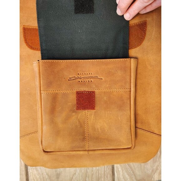 Michael Santoro Design Premium Brown Leather Vertical Briefcase MacCase Strap - Picture 5 of 12